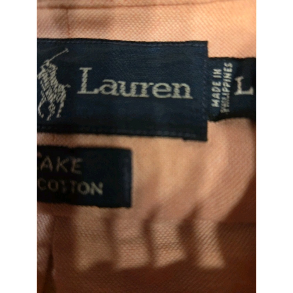 Polo Ralph Lauren Vintage Men Classic Fit Long Sleeve Oxford Shirt Salmon Pink L - Picture 3 of 5